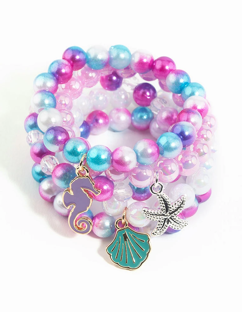 Kids Seaside Ombre Charm Stretch Bracelet 5-Pack