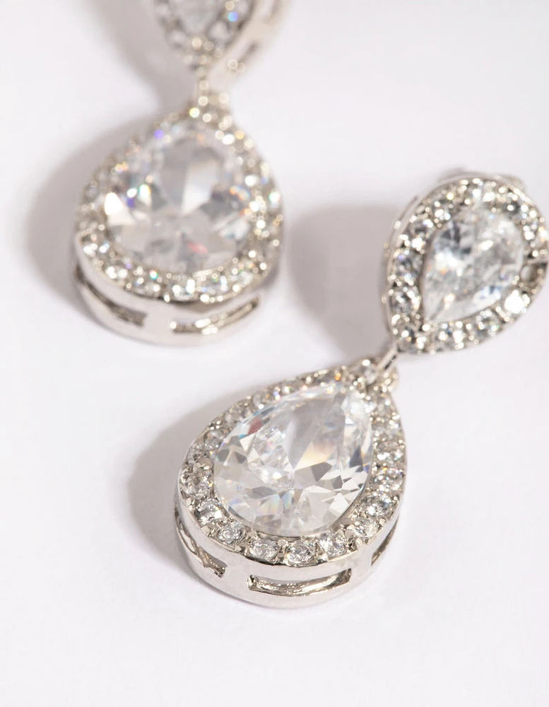 Silver Cubic Zirconia Angelina Drop Earrings