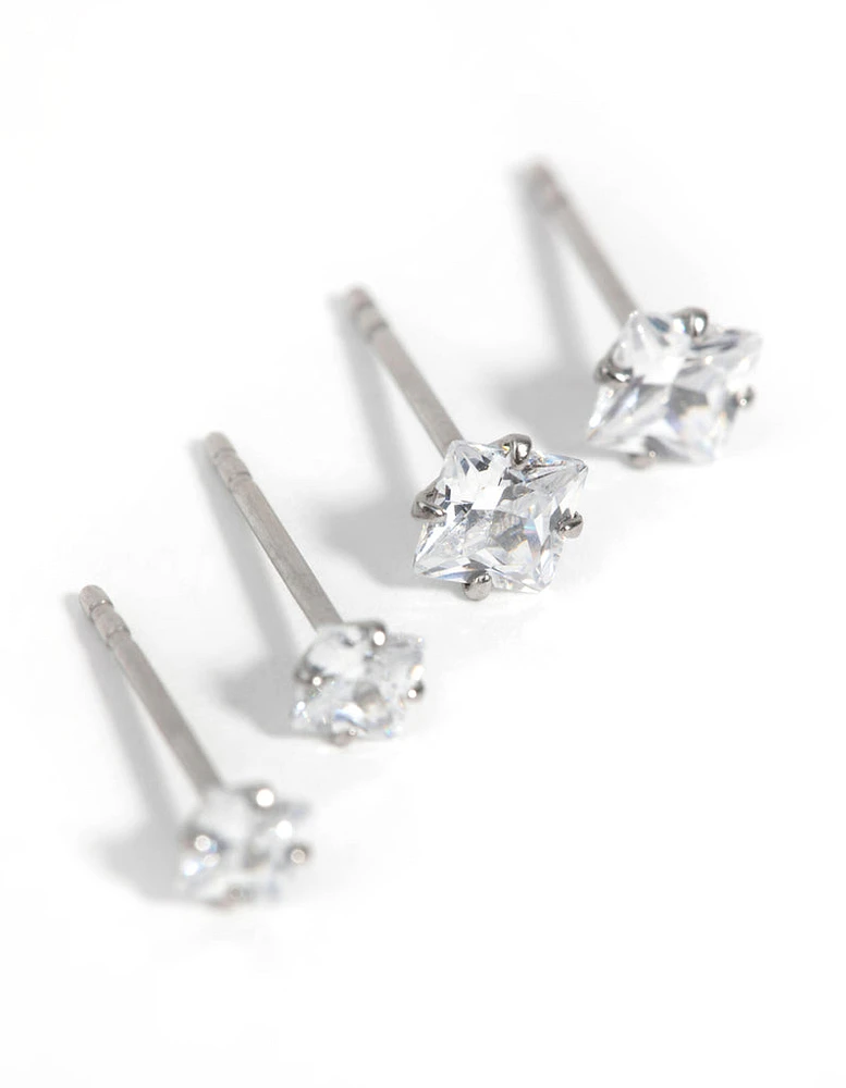 Surgical Steel Square Stud Earring Set