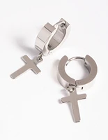 Surgical Steel Cross Huggie Hoop Earrings