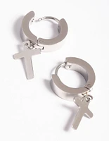 Surgical Steel Cross Huggie Hoop Earrings