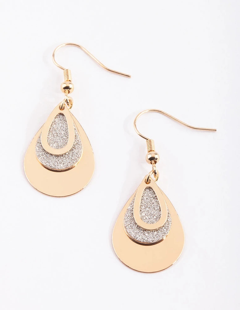 Gold Glitter Teardrop Earrings