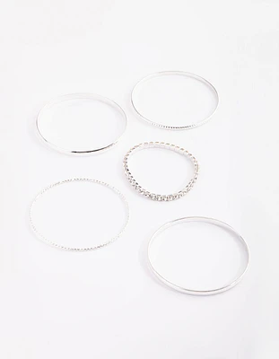 Silver Diamante Bangle 5-Pack