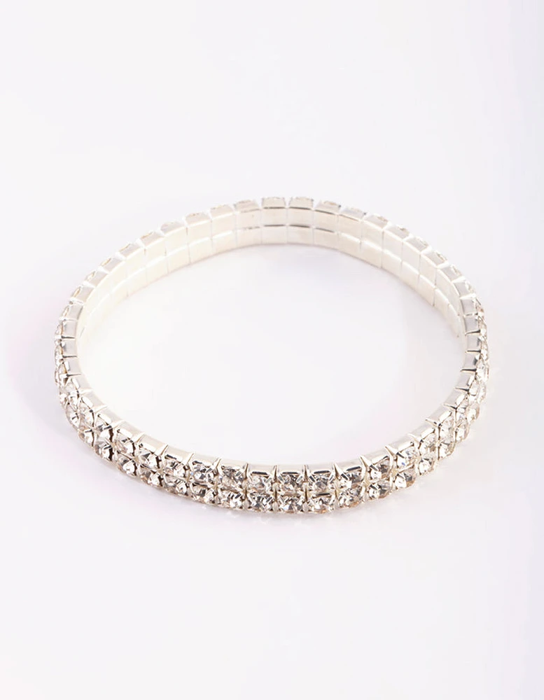 Silver Diamante Stretch Bracelet