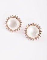 White Cat Eye Stud Earrings