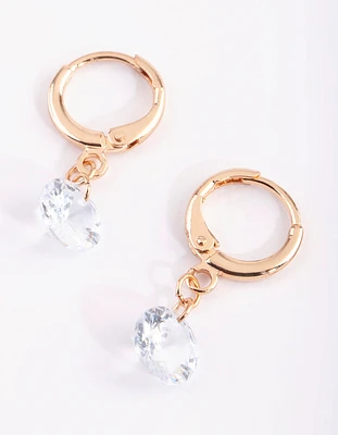 Gold Diamante Huggie Hoop Earrings