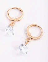 Gold Diamante Huggie Hoop Earrings