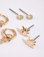 Gold Jade Starry Stack Pack Earrings