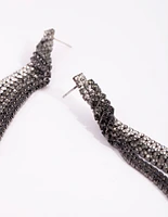 Gunmetal Diamante Drop Earrings