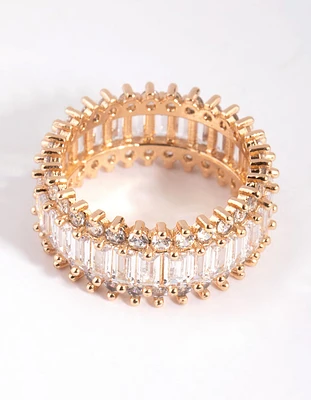 Gold Cubic Zirconia Baguette Ring