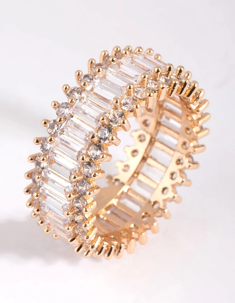Gold Cubic Zirconia Baguette Ring