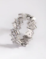 Rhodium Cubic Zirconia Baguette Ring