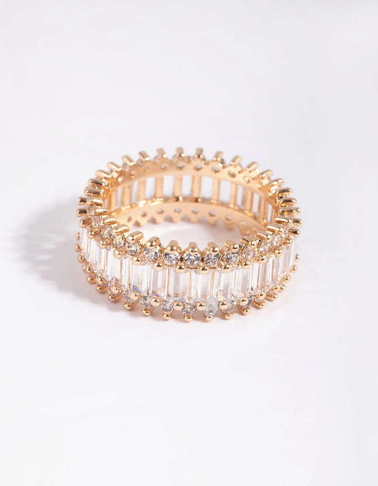 Gold Cubic Zirconia Baguette Ring