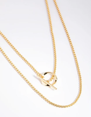 Gold Plated Rope Chain Fob Necklace