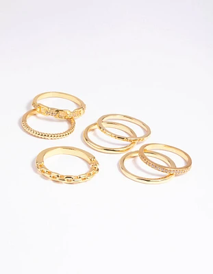 Gold Plated Stacking Rings with Diamantes