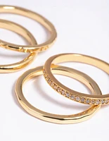 Gold Plated Stacking Rings with Diamantes