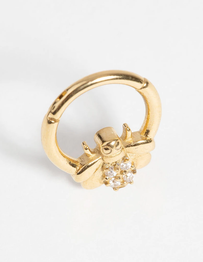 Gold-Plated Surgical Steel Bee Clicker Ring