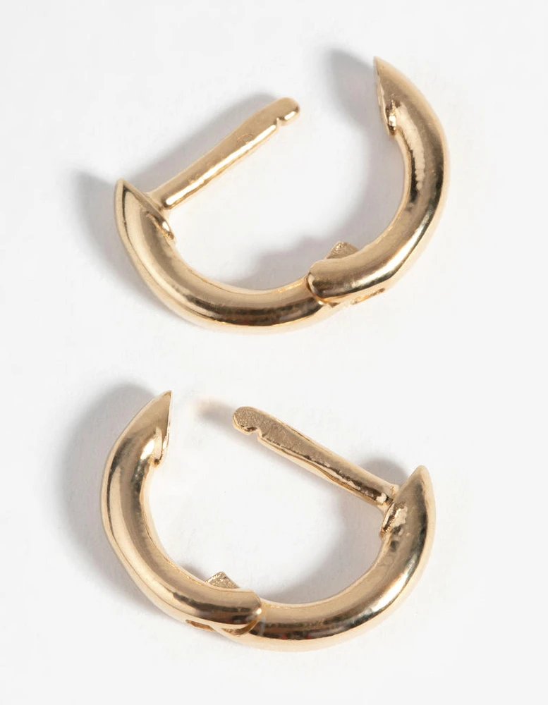 Gold Plated Sterling Silver Huggie Hoop Earrings