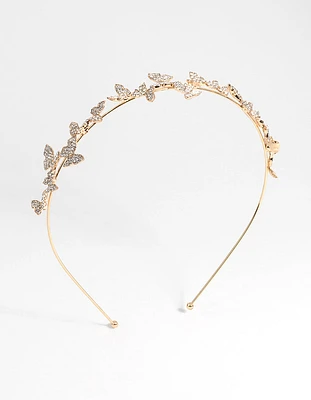 Gold Butterfly & Diamante Headband