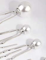 Silver Pearl Hair Pin Pack