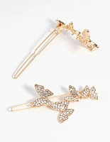 Gold Butterfly Diamante Clip