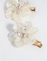 Gold Pearlised Flower Clip