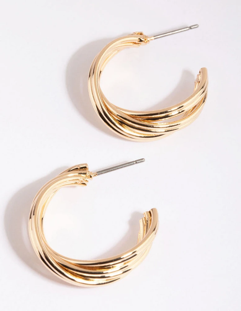 Gold Double Twist Hoop Earrings