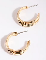 Gold Double Twist Hoop Earrings