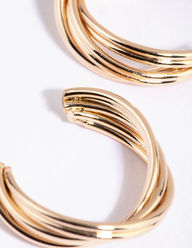 Gold Double Twist Hoop Earrings