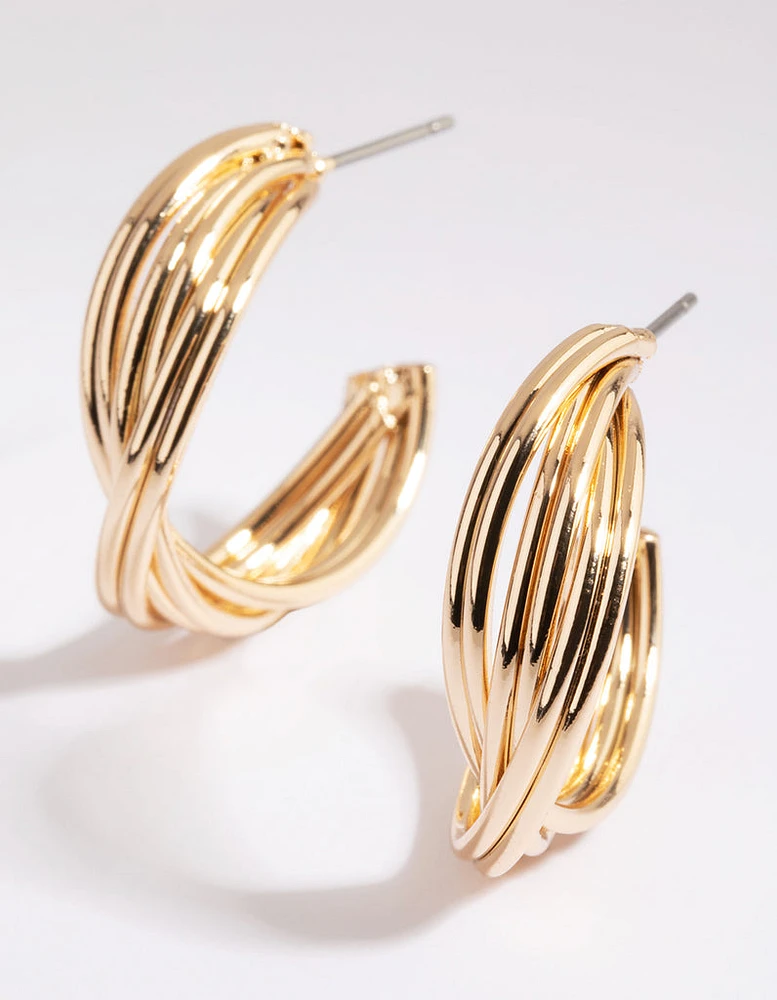 Gold Double Twist Hoop Earrings