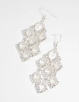 Silver Diamante Teardrop Earrings