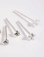 Sterling Silver Diamante Stud Earring Pack