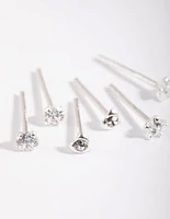 Sterling Silver Diamante Stud Earring Pack