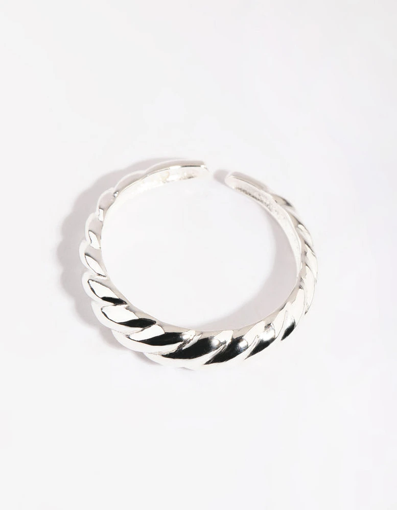 Sterling Silver Croissant Rope Ring