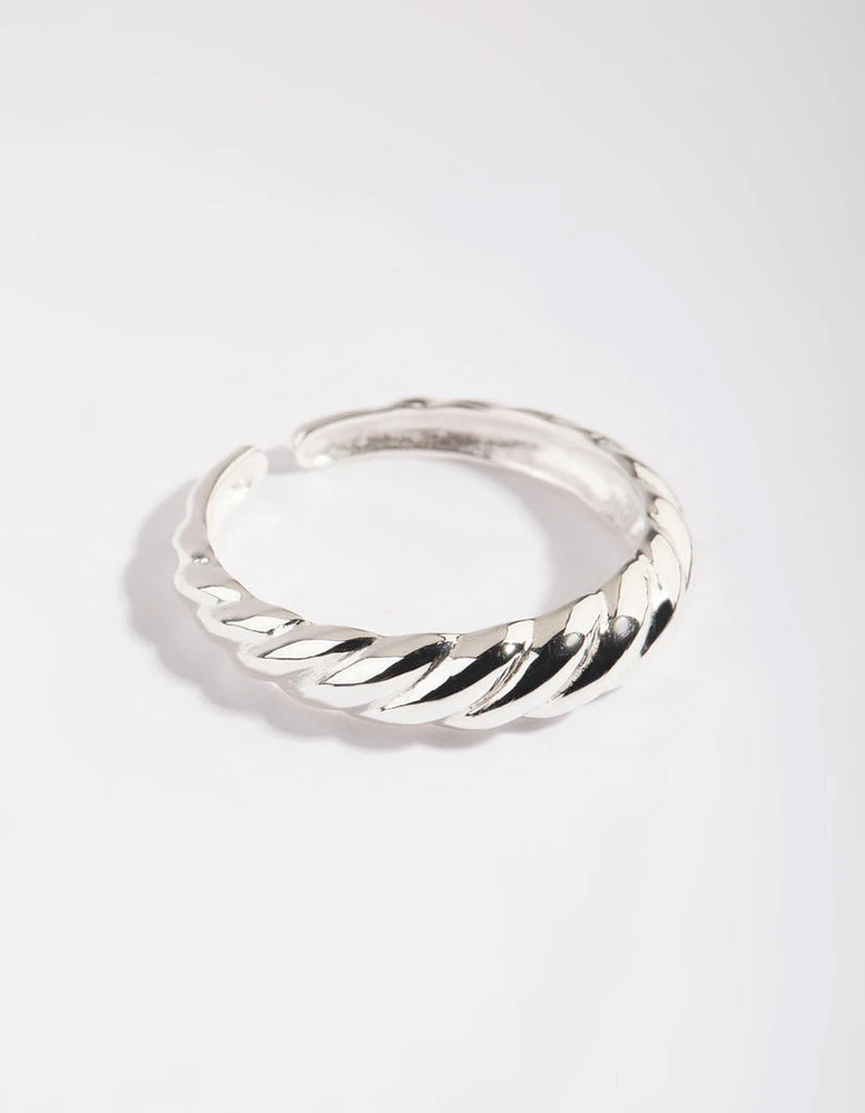 Sterling Silver Croissant Rope Ring