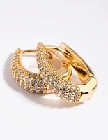 Gold Plated Hoop Earrings with Cubic Zirconia