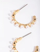 Gold Plated Hoop Earrings with Freshwater Pearls