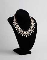 Gold Cubic Zirconia Statement Pointed Necklace