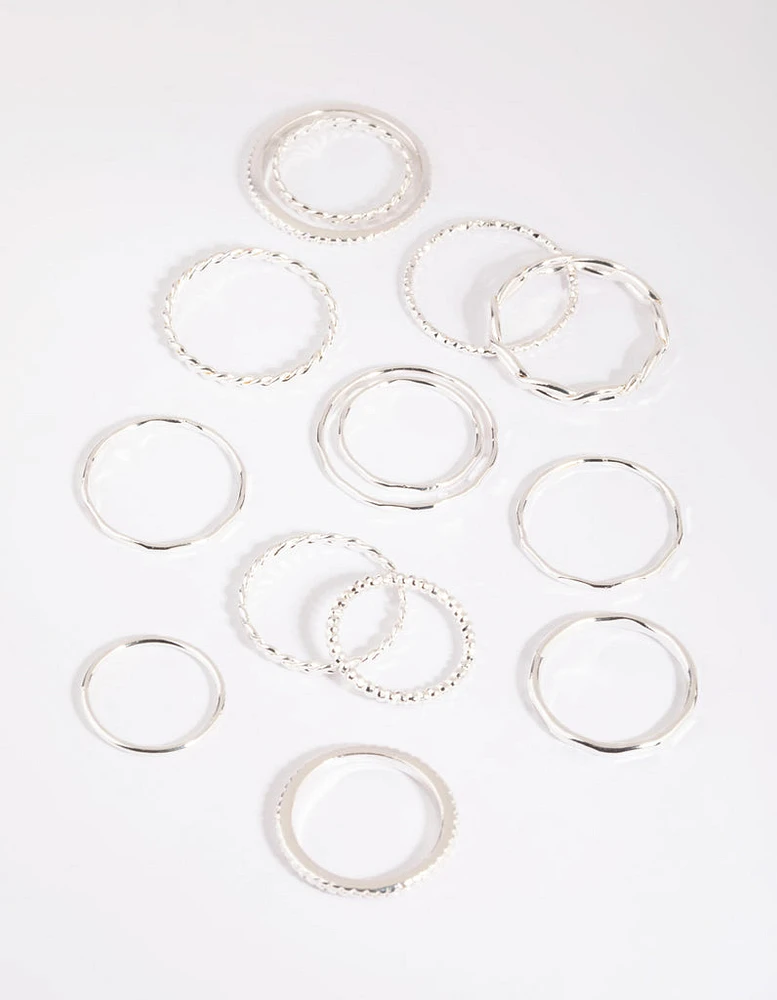 Silver Mixed Band Ring Pack