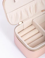 Rose Gold Shiny Faux Leather Rectangle Jewellery Box