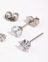 Surgical Steel Diamante Star Stud Earring Pack