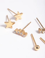 Gold Plated Surgical Steel Star Stud Earring Pack