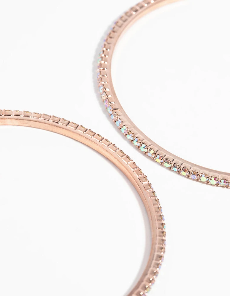 Rose Gold Diamante Hoop Earrings