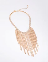 Gold Diamante Fringe Necklace