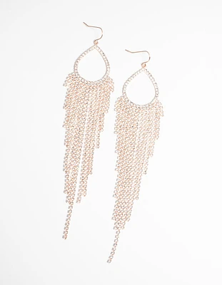 Rose Gold Diamante Drop Earrings