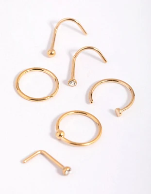 Gold-Plated Titanium Nose Stud 6-Pack