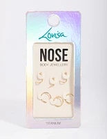 Gold-Plated Titanium Nose Stud 6-Pack