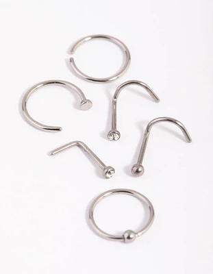 Titanium Mix & Match Nose Stud 6-Pack