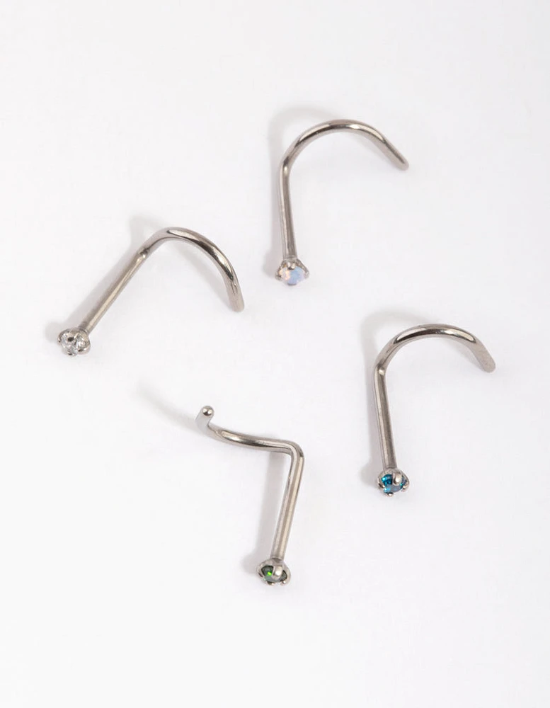 Titanium Nose Stud 4-Pack