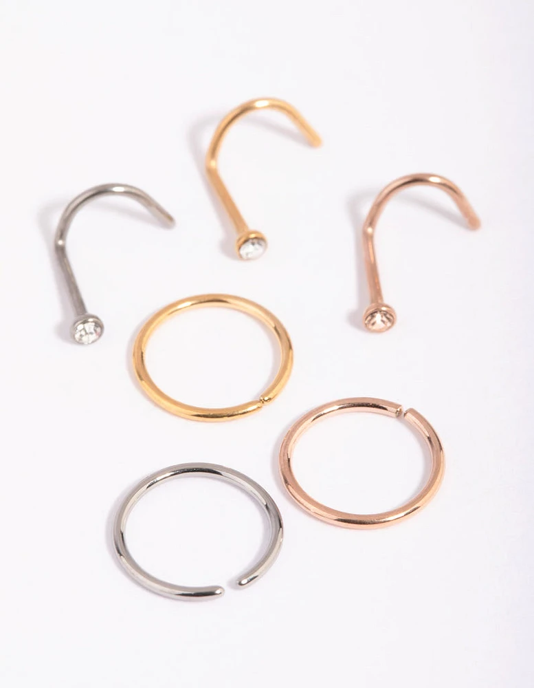 Titanium Nose Stud 6-Pack